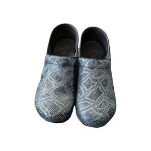 Dansko Professional Blue Snakeskin Clogs Leather Nursing Work Shoes Sz 11